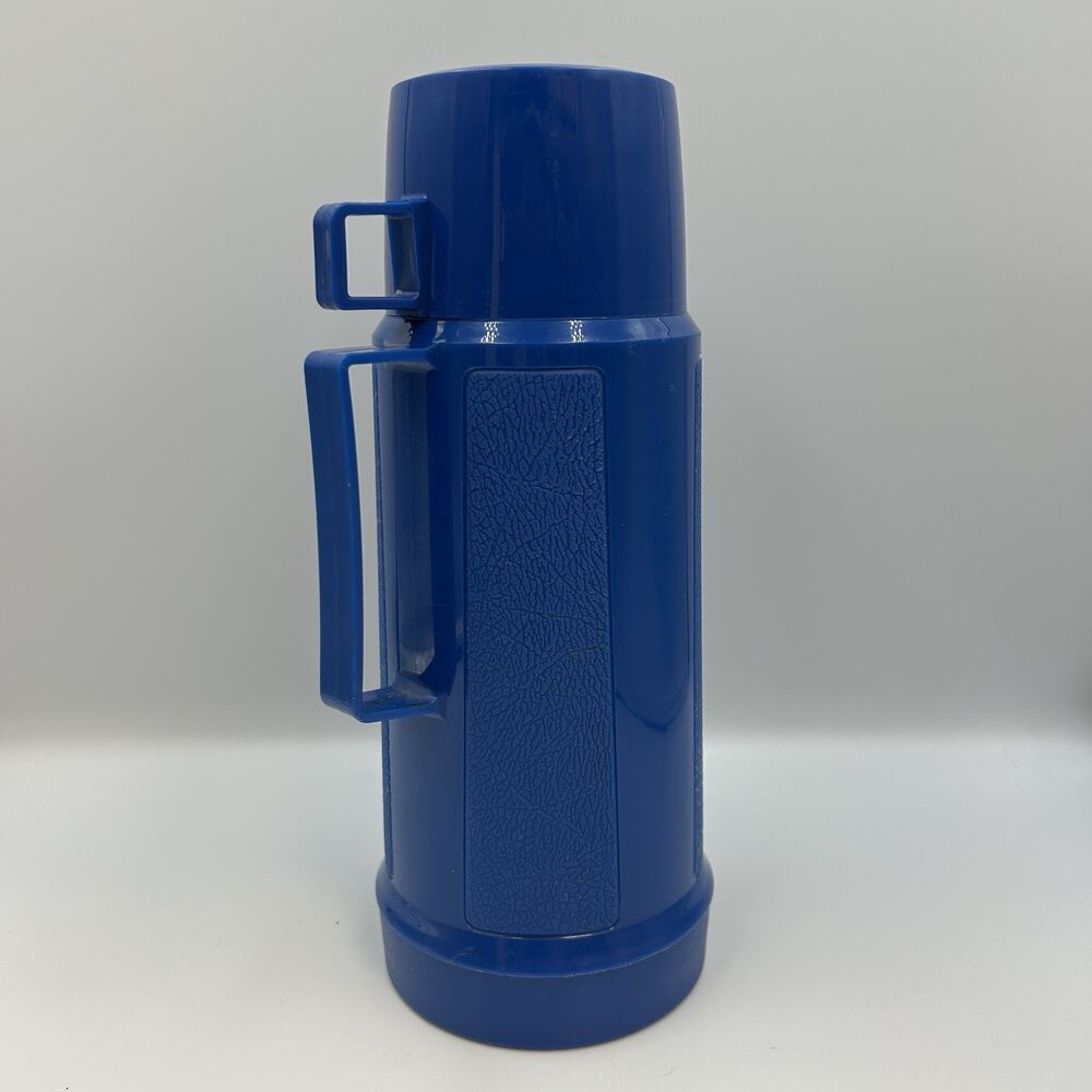 Vintage Blue KING SEELEY Genuine THERMOS SUPER QUART Vacuum Bottle with Cup USA